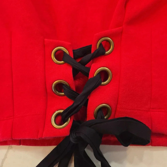 Maeve × Anthropologie Corset Poof Sleeve Crop Shirt Top Fushia Pink Size Small - Picture 8 of 11